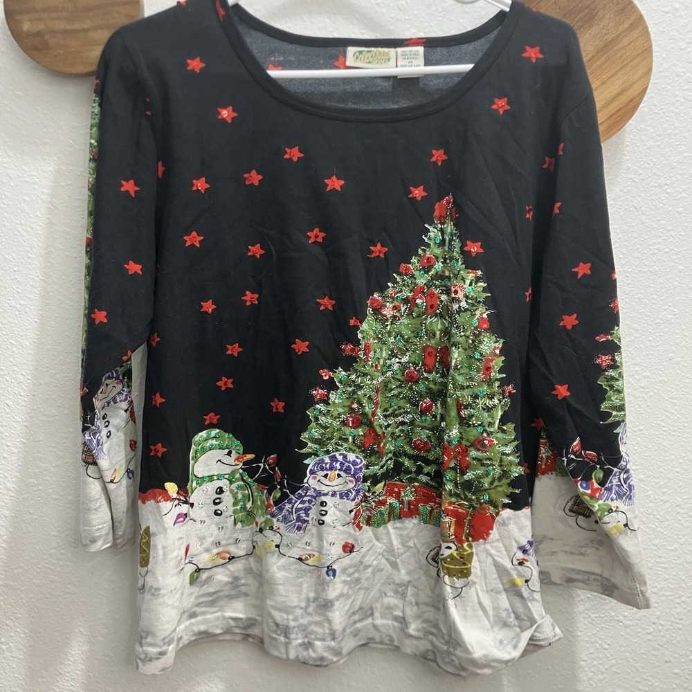 Vintage Collections Etc. Embellished Ugly‎ Christmas Grandmacore Top Sz M Sequin